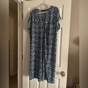 Lane Bryant Navy and White Midi Dress